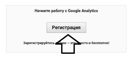 Кнопка «Регистрация» для перехода к созданию аккаунта Google Analytics
