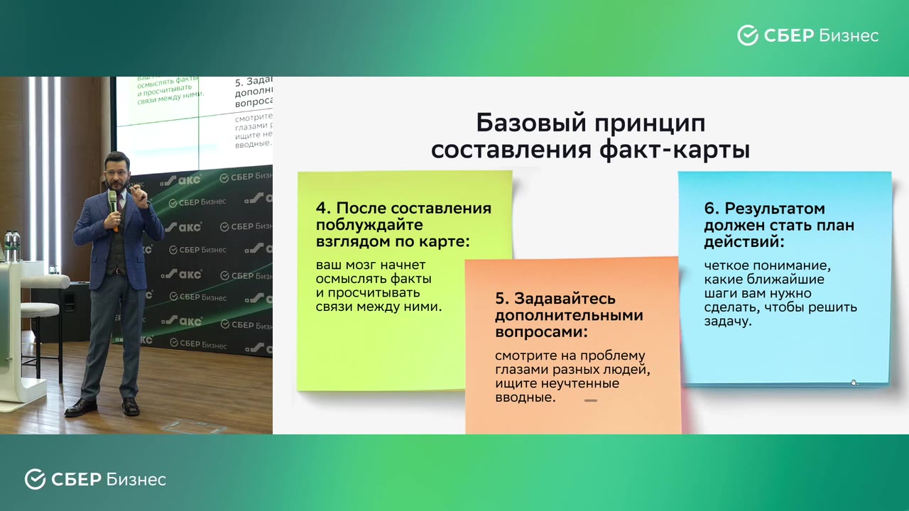 ИИ не заменит ваше мышление, он его обнажит: что Курпатов сказал владельцам бизнеса. AI-стратегия, ИИ 2026, ИИ для предпринимателей, ИИ-агенты, искусственный интеллект для бизнеса | Продвижение сайтов от агентства Optimism Слайд из доклада: базовый принцип составления факт-карты — поблуждать взглядом, задаться дополнительными вопросами, получить план действий